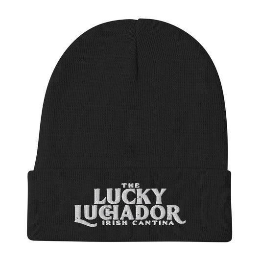 White Embroidered Lucky Luchador Beanie