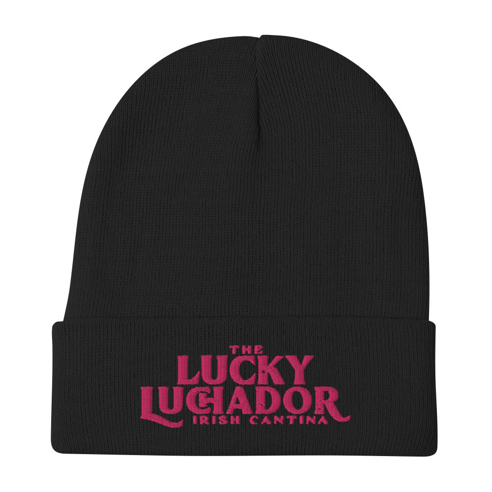 Pink Embroidered Lucky Luchador Beanie