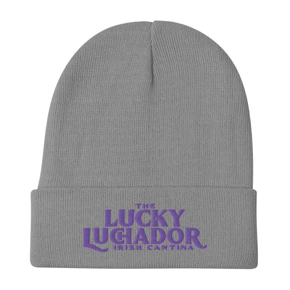 Purple Embroidered Lucky Luchador Beanie