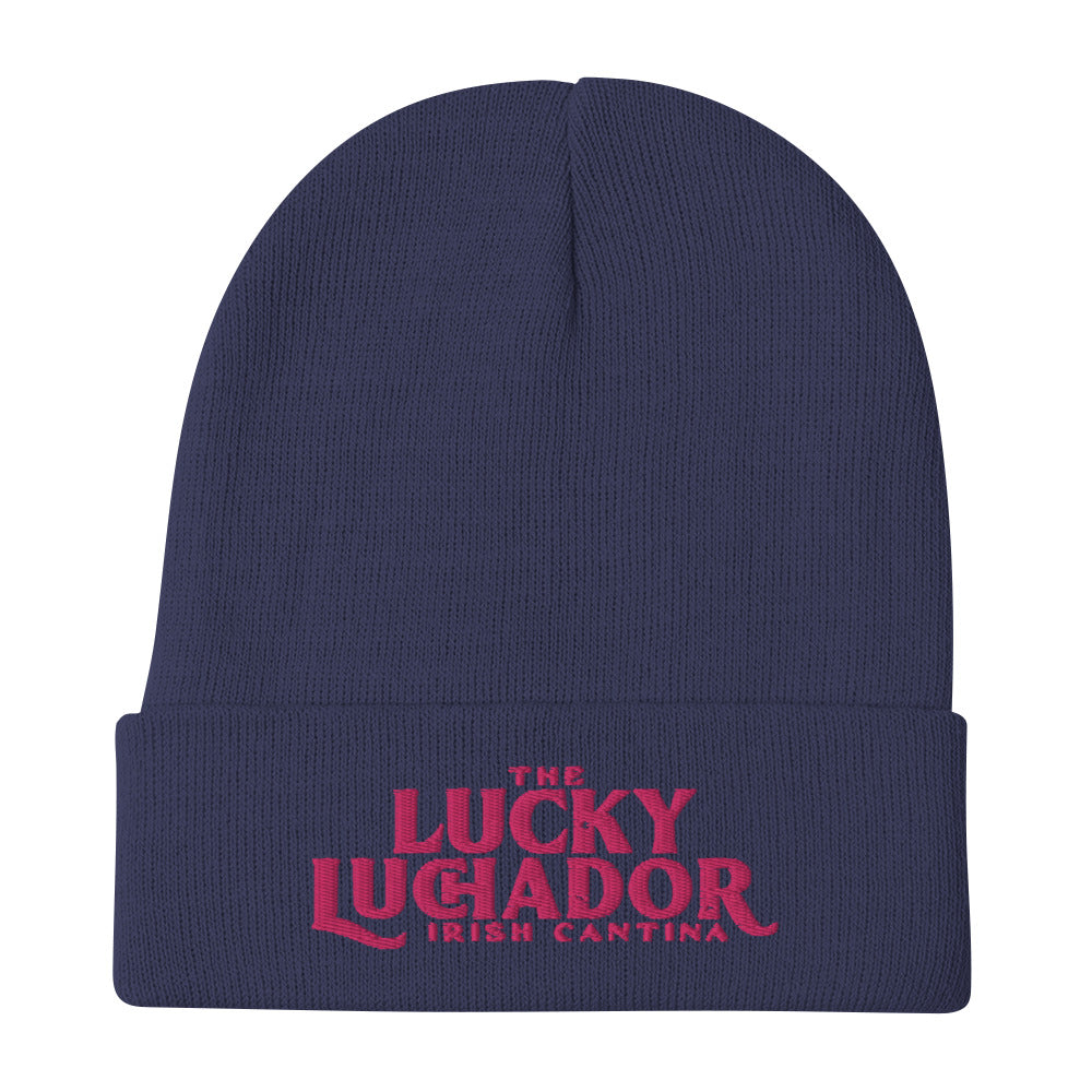 Pink Embroidered Lucky Luchador Beanie