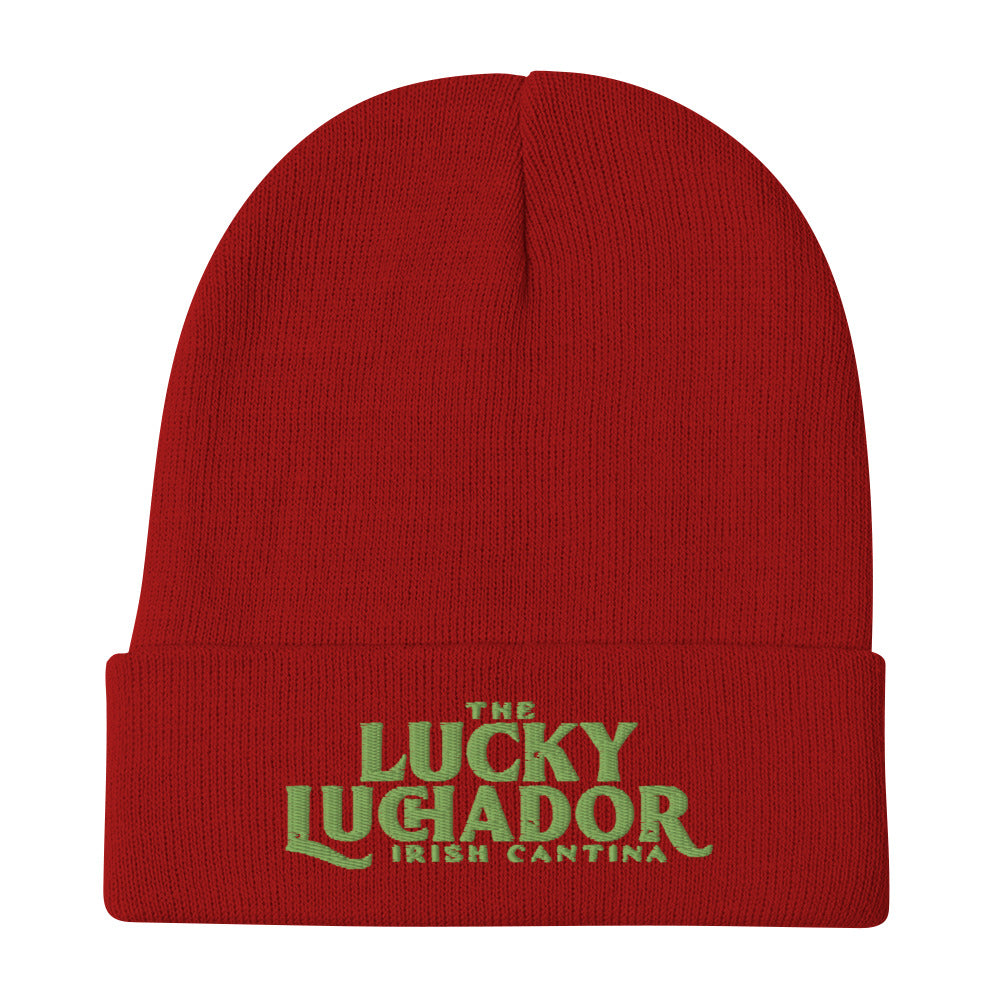 Green Embroidered Lucky Luchador Beanie