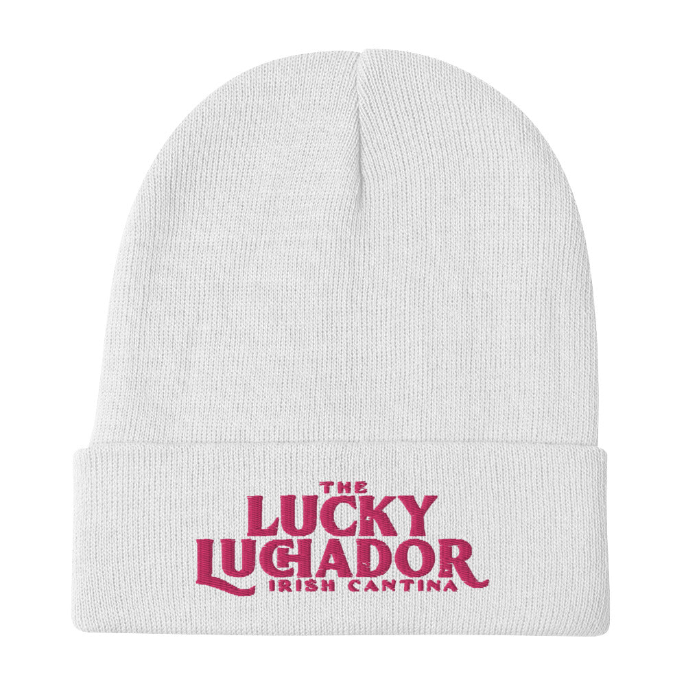 Pink Embroidered Lucky Luchador Beanie