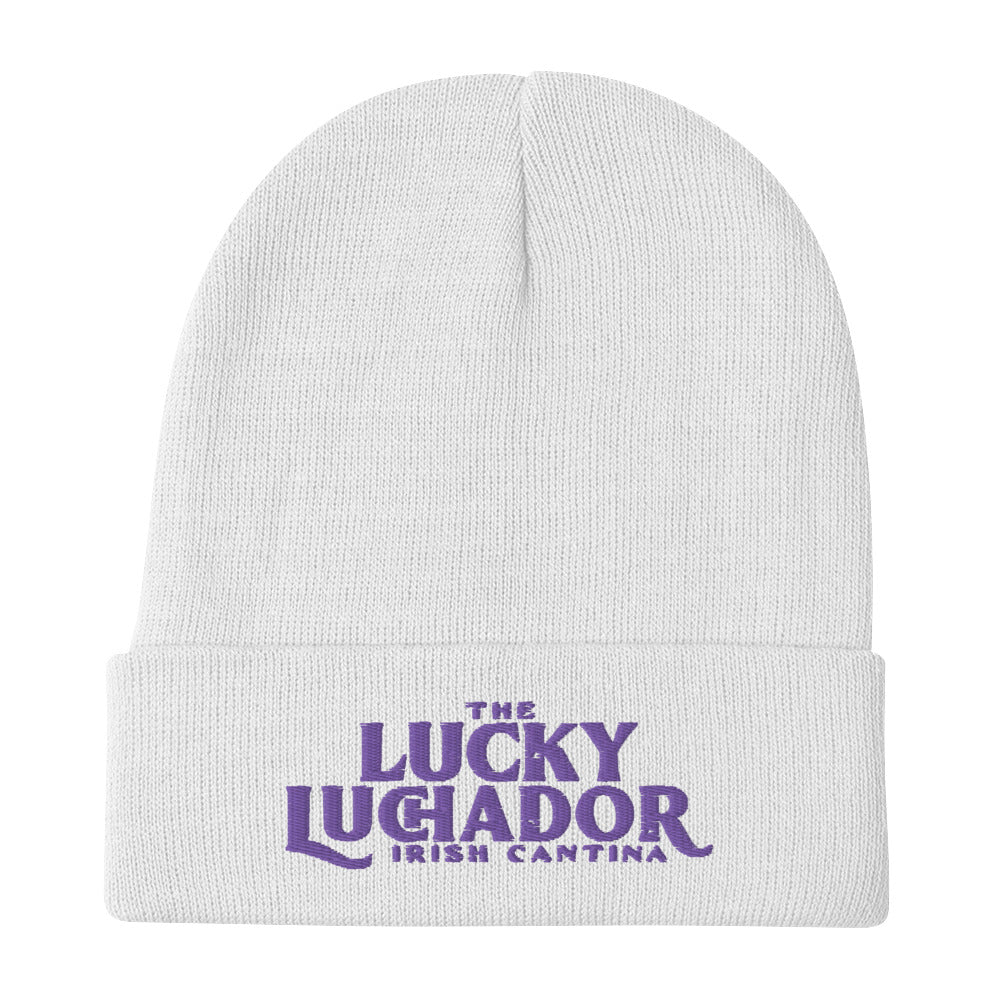 Purple Embroidered Lucky Luchador Beanie