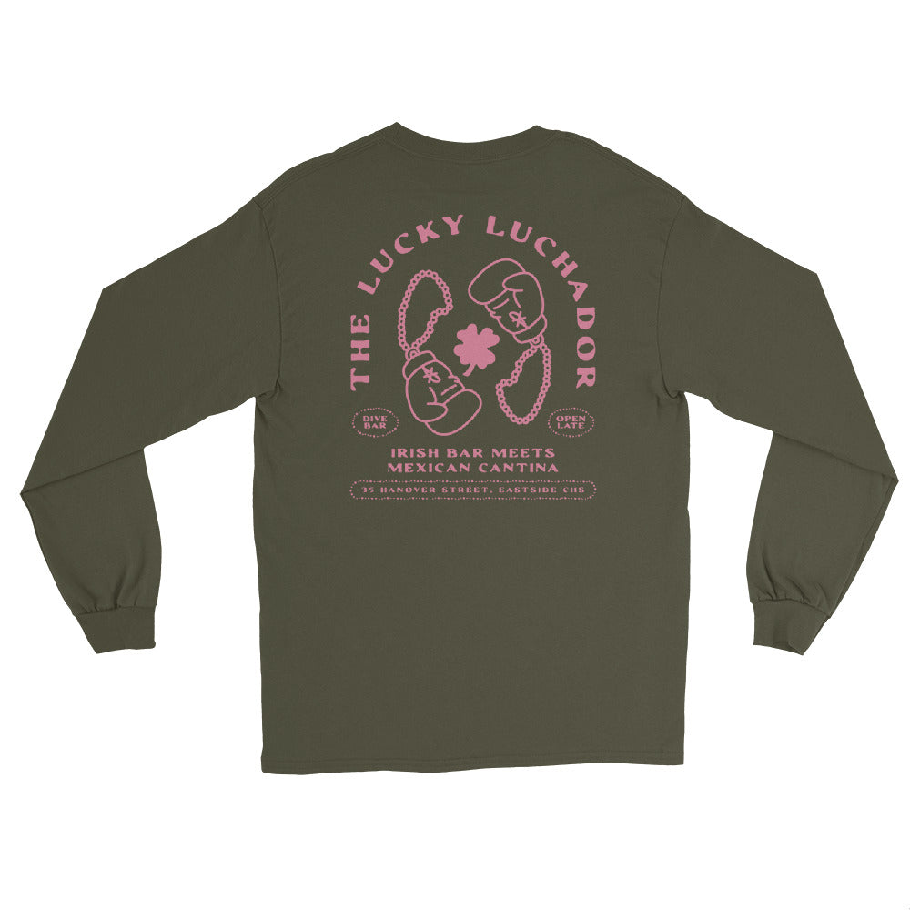 Pink Lucky Luchador Boxing Gloves Men’s Long Sleeve Shirt