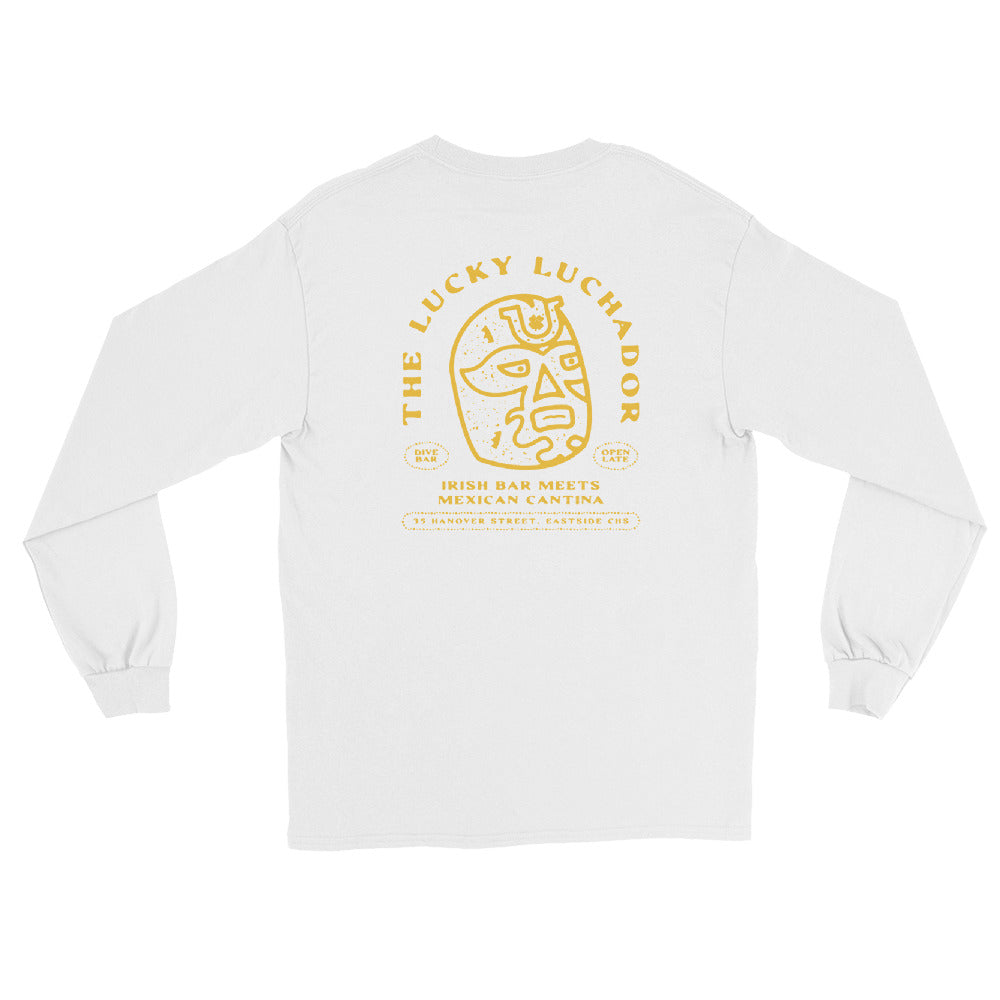 Yellow Lucky Luchador Head Men’s Long Sleeve Shirt