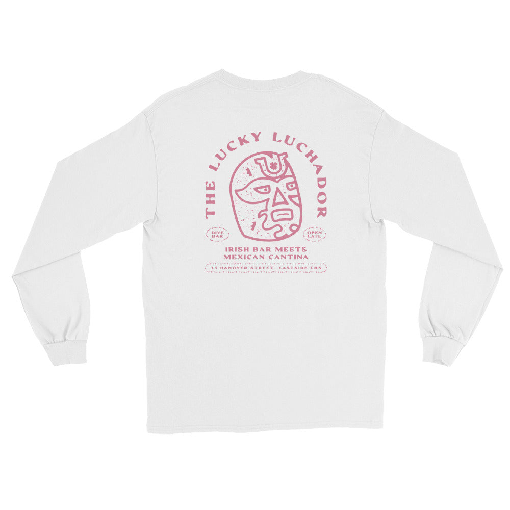 Pink Lucky Luchador Head Men’s Long Sleeve Shirt