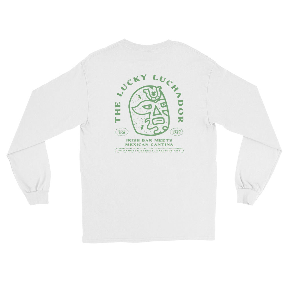 Green Lucky Luchador Head Men’s Long Sleeve Shirt