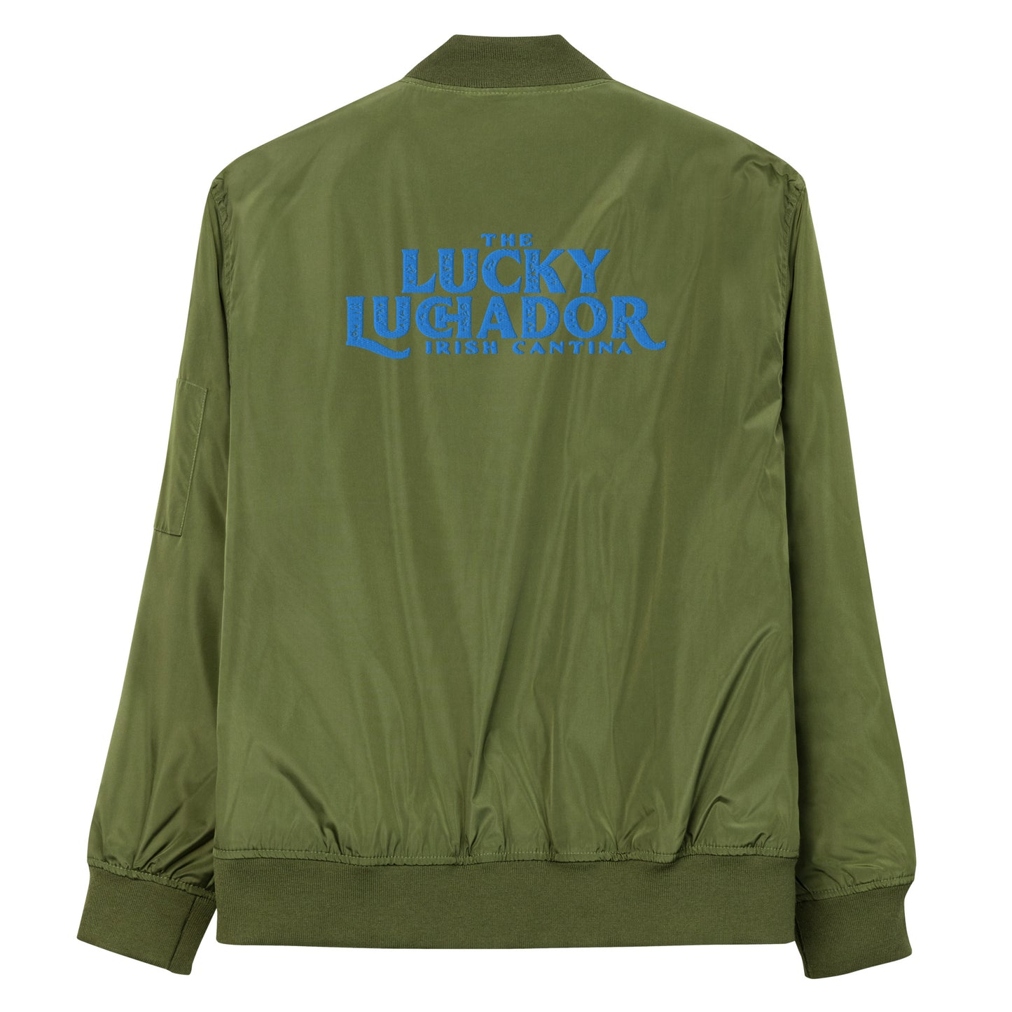 Blue Lucky Luchador Premium recycled bomber jacket