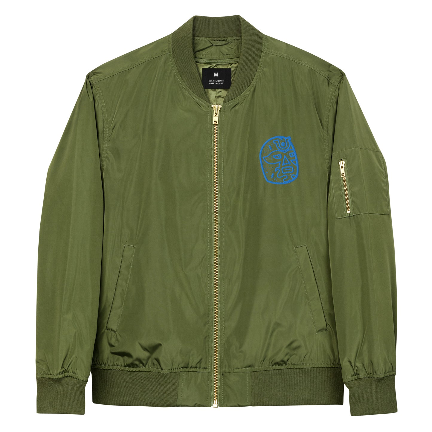 Blue Lucky Luchador Premium recycled bomber jacket