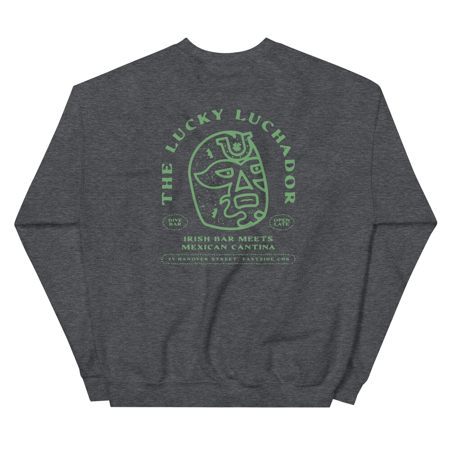 Green Lucky Luchador Head Unisex Sweatshirt