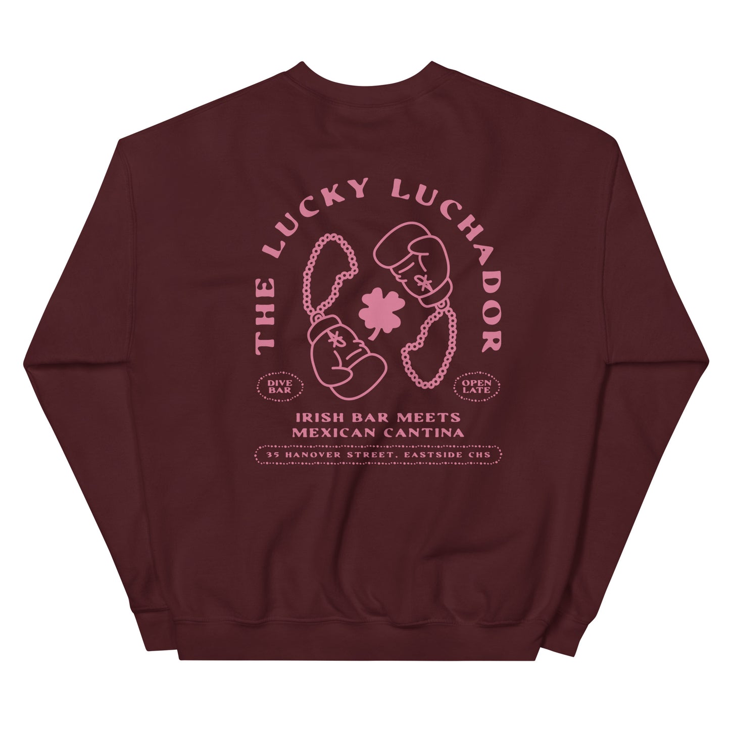 Pink Lucky Luchador Boxing Gloves Unisex Sweatshirt