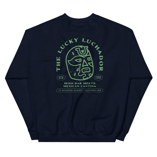 Green Lucky Luchador Head Unisex Sweatshirt