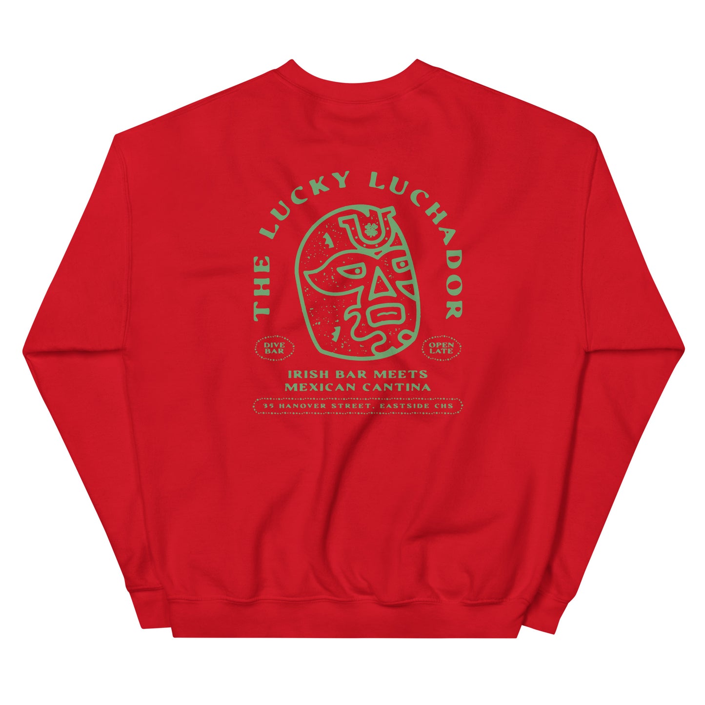 Green Lucky Luchador Head Unisex Sweatshirt