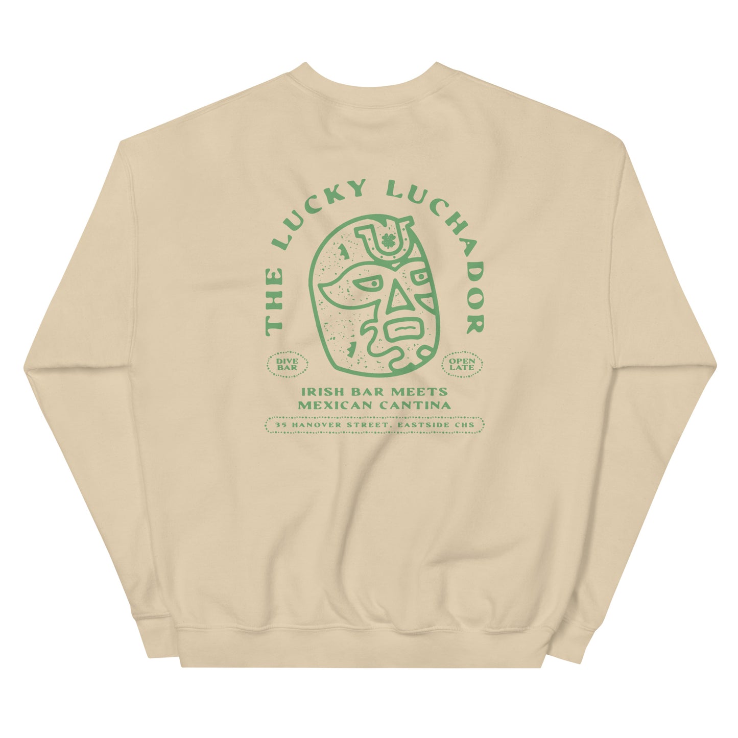 Green Lucky Luchador Head Unisex Sweatshirt