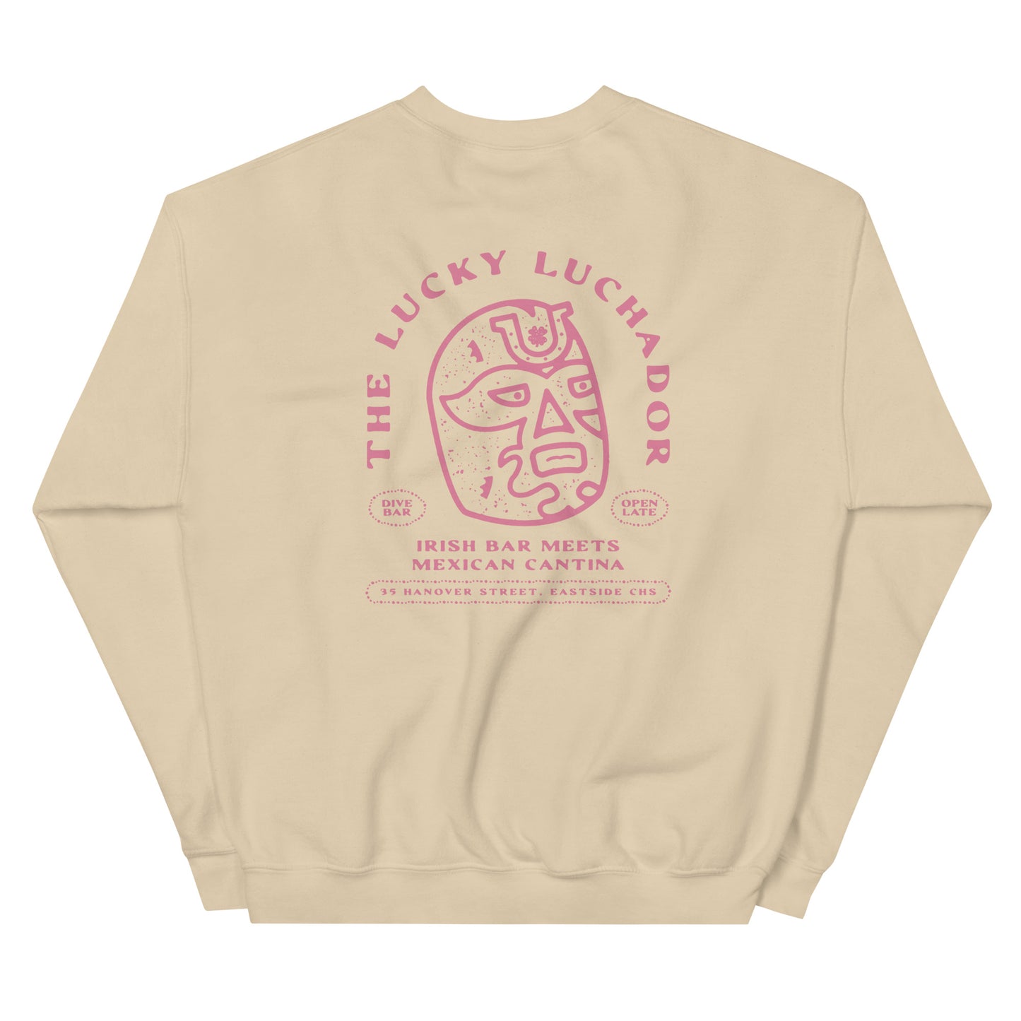 Pink Lucky Luchador Head Unisex Sweatshirt