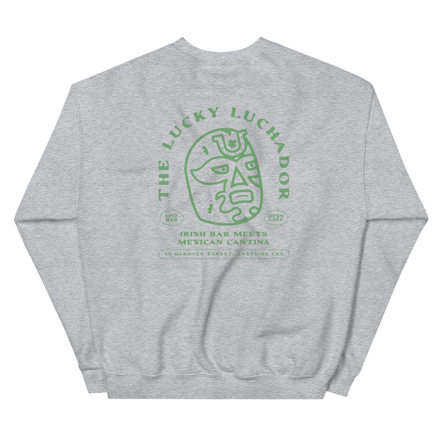 Green Lucky Luchador Head Unisex Sweatshirt