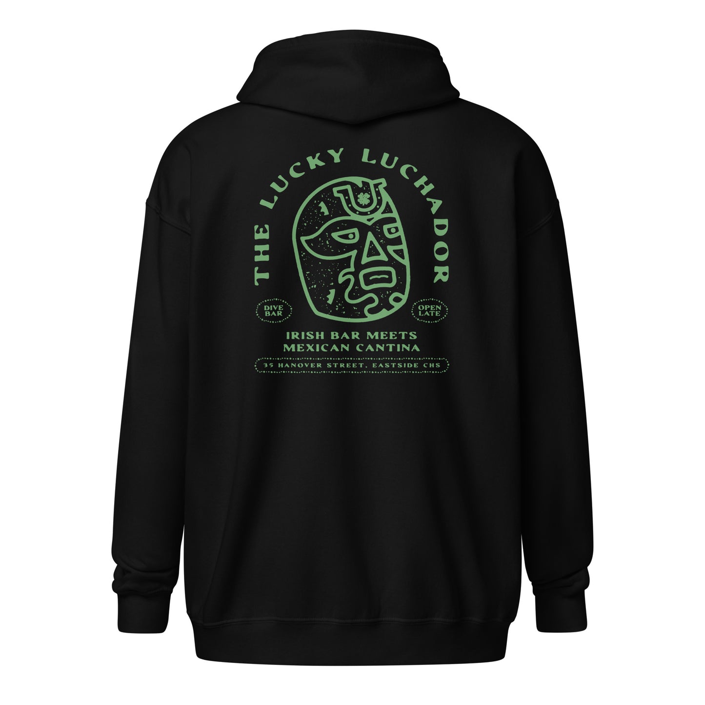 Green Lucky Luchador Head Unisex heavy blend zip hoodie