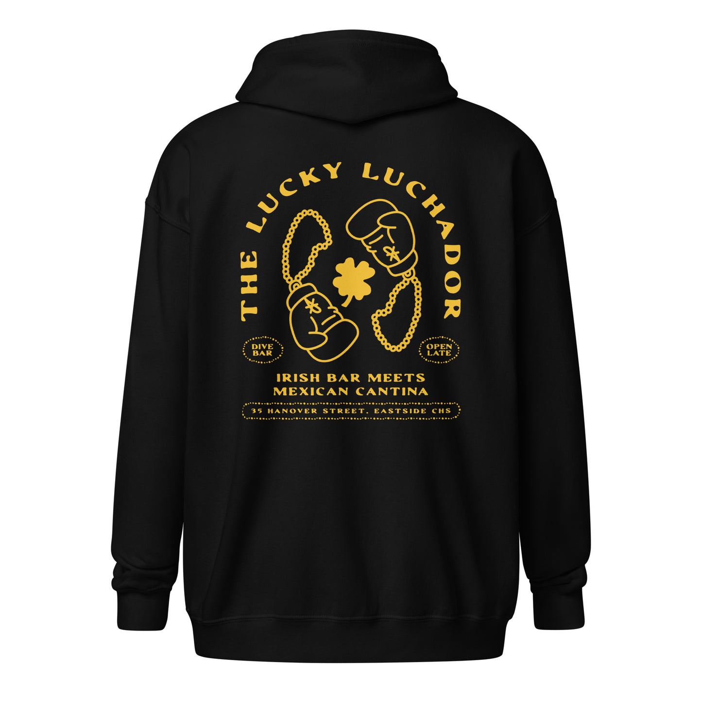 Yellow Lucky Luchador Boxing Gloves Unisex heavy blend zip hoodie