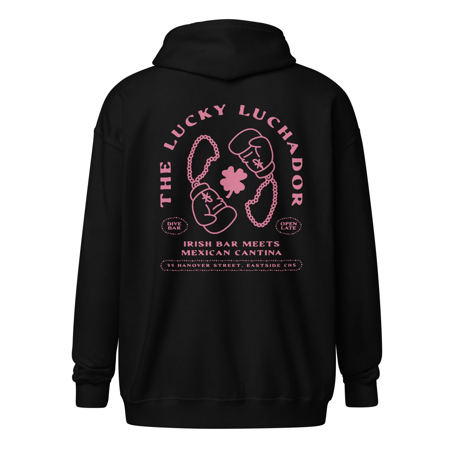 Pink Lucky Luchador Boxing Gloves Unisex heavy blend zip hoodie