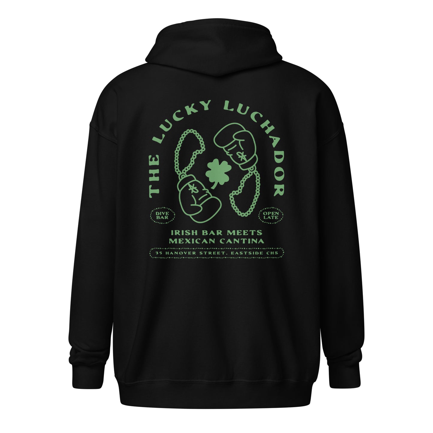 Green Lucky Luchador Boxing Gloves Unisex heavy blend zip hoodie