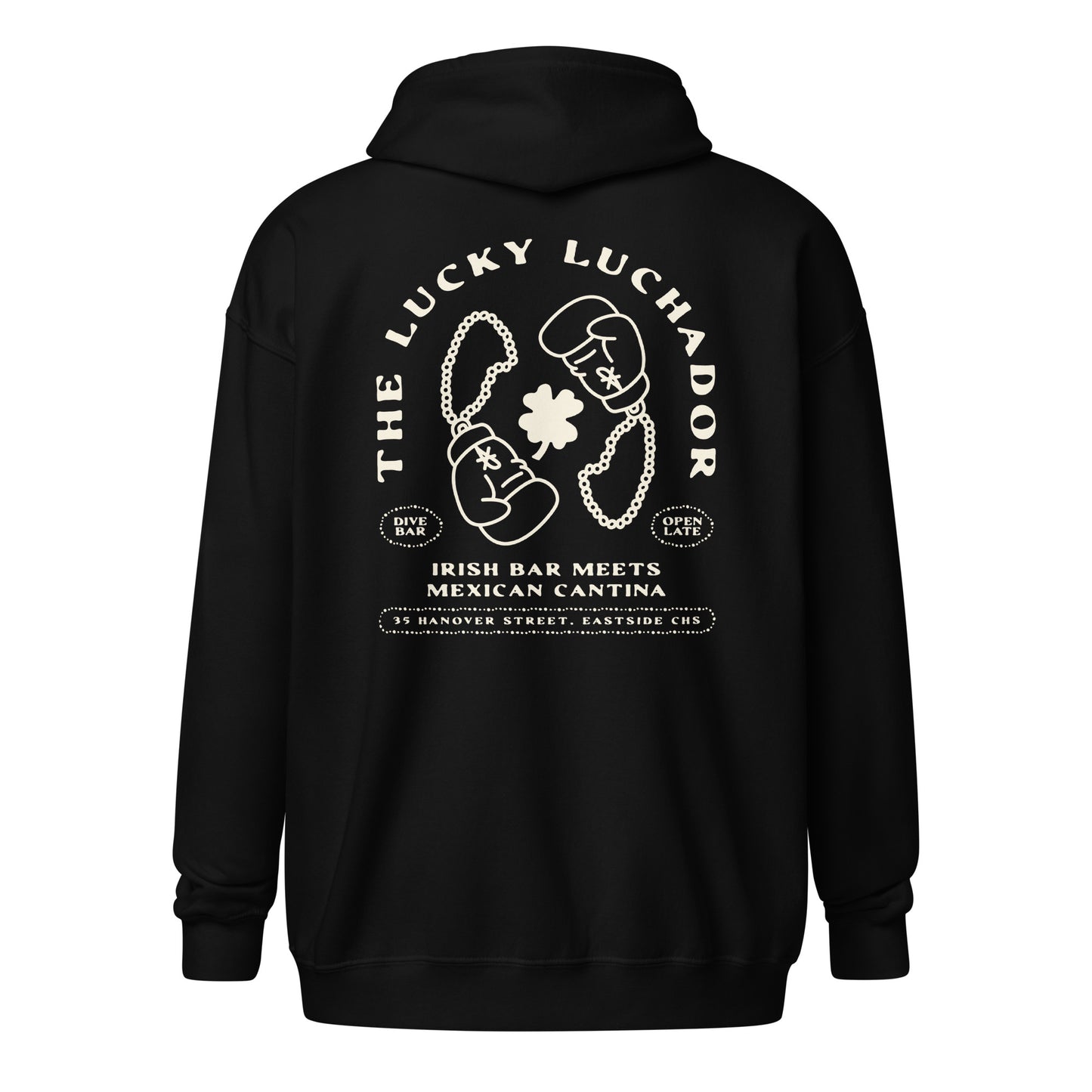 White Lucky Luchador Boxing Gloves Unisex heavy blend zip hoodie