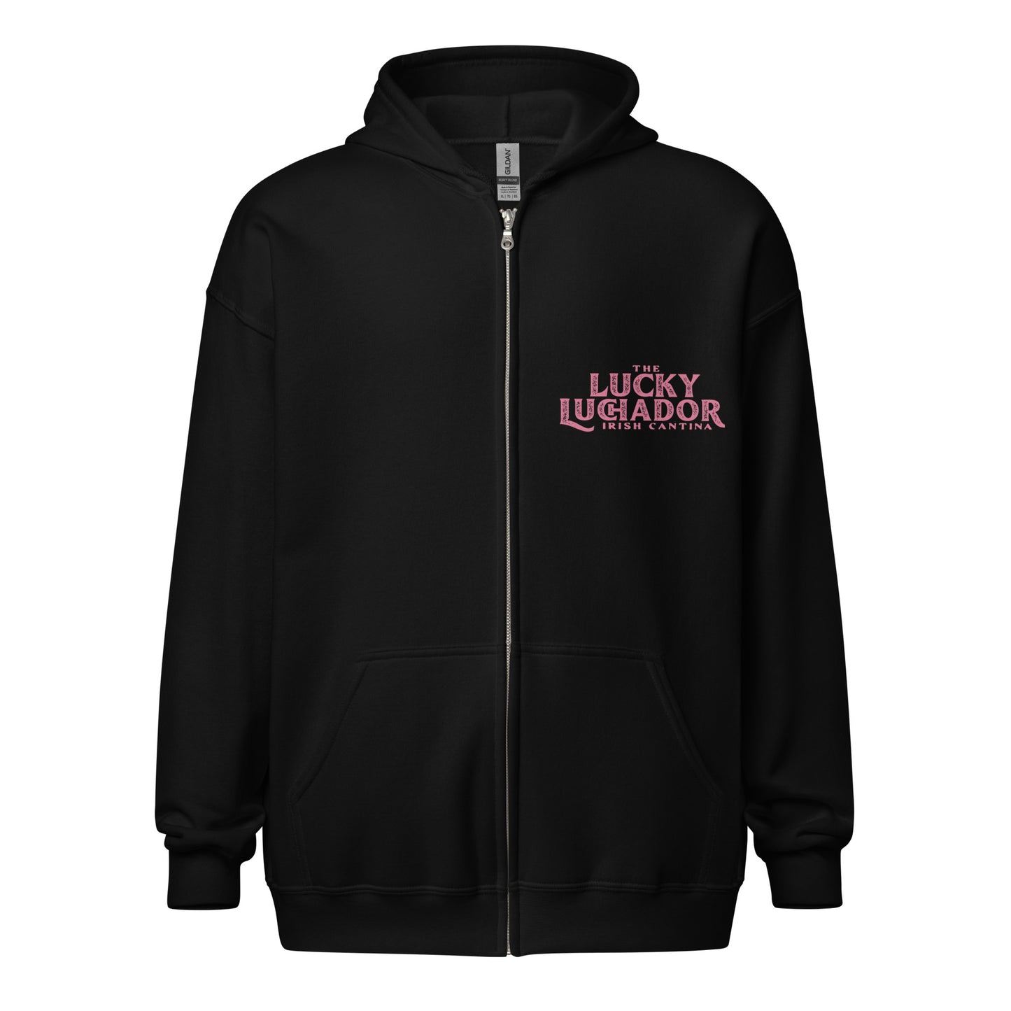 Pink Lucky Luchador Boxing Gloves Unisex heavy blend zip hoodie