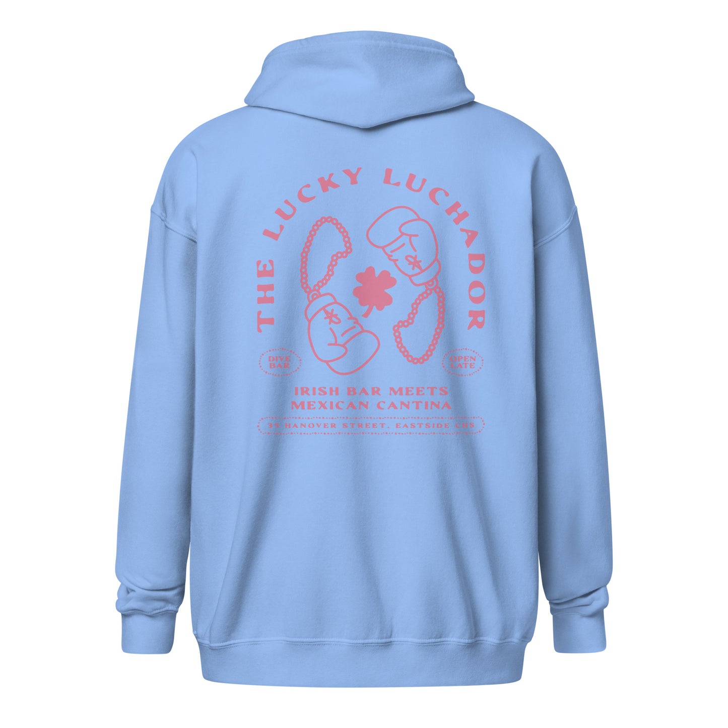 Pink Lucky Luchador Boxing Gloves Unisex heavy blend zip hoodie