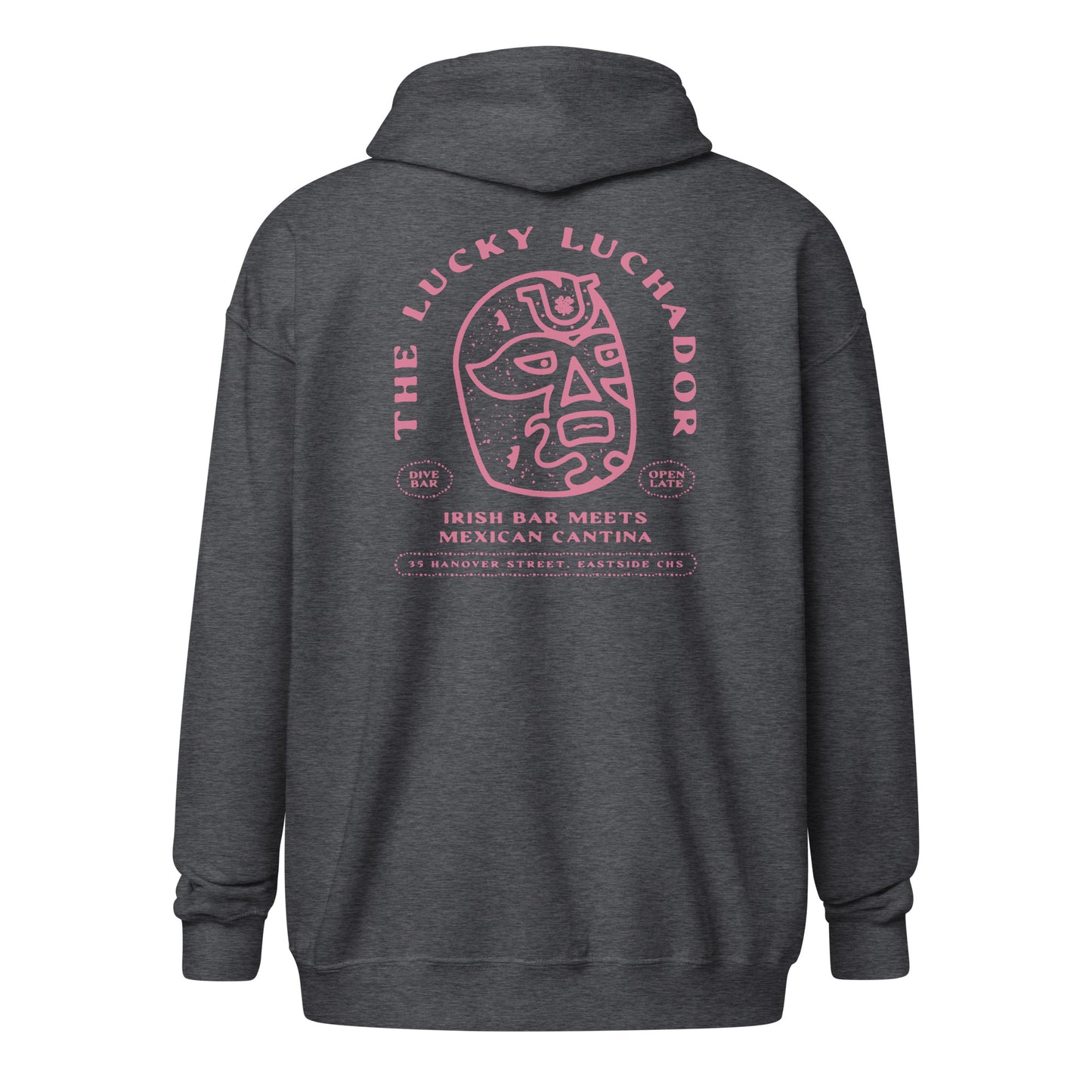 Pink Lucky Luchador Head Unisex heavy blend zip hoodie