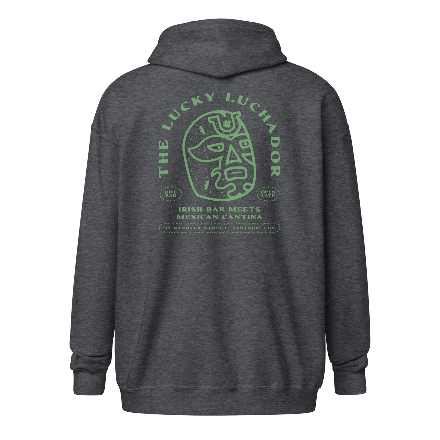 Green Lucky Luchador Head Unisex heavy blend zip hoodie