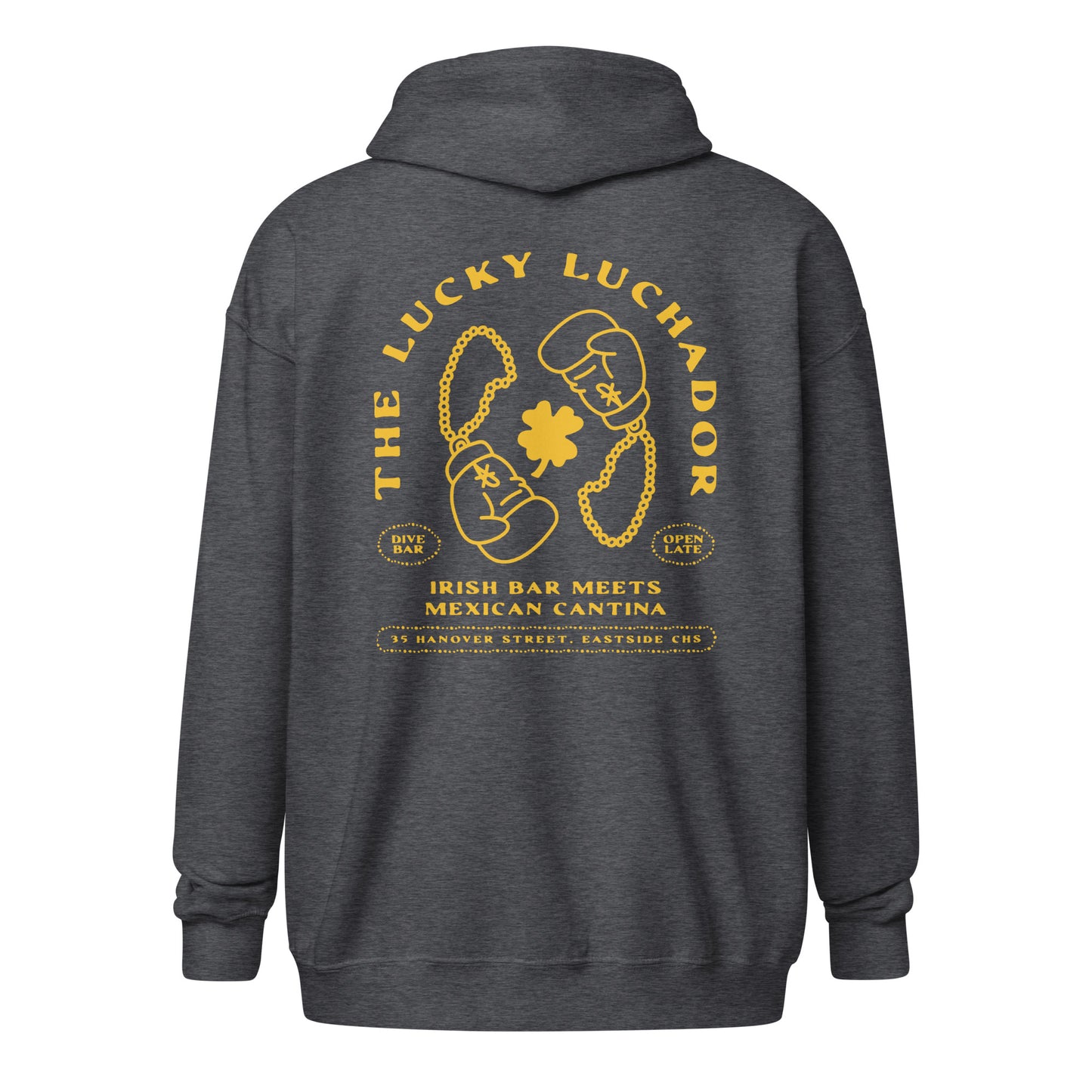 Yellow Lucky Luchador Boxing Gloves Unisex heavy blend zip hoodie