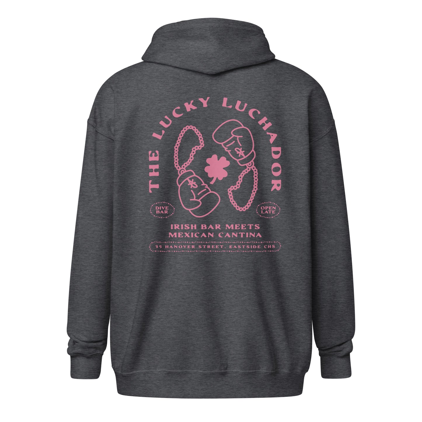 Pink Lucky Luchador Boxing Gloves Unisex heavy blend zip hoodie