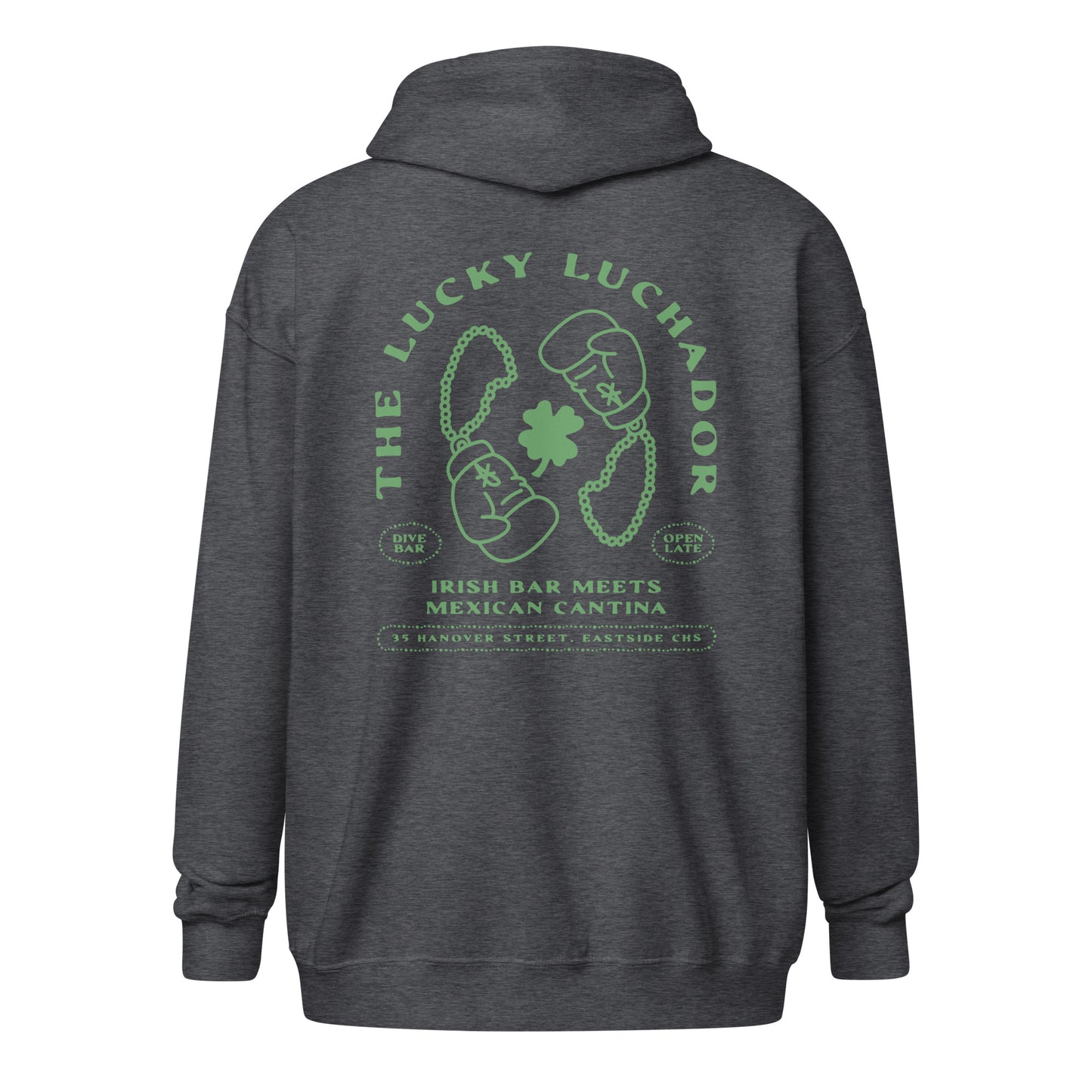 Green Lucky Luchador Boxing Gloves Unisex heavy blend zip hoodie