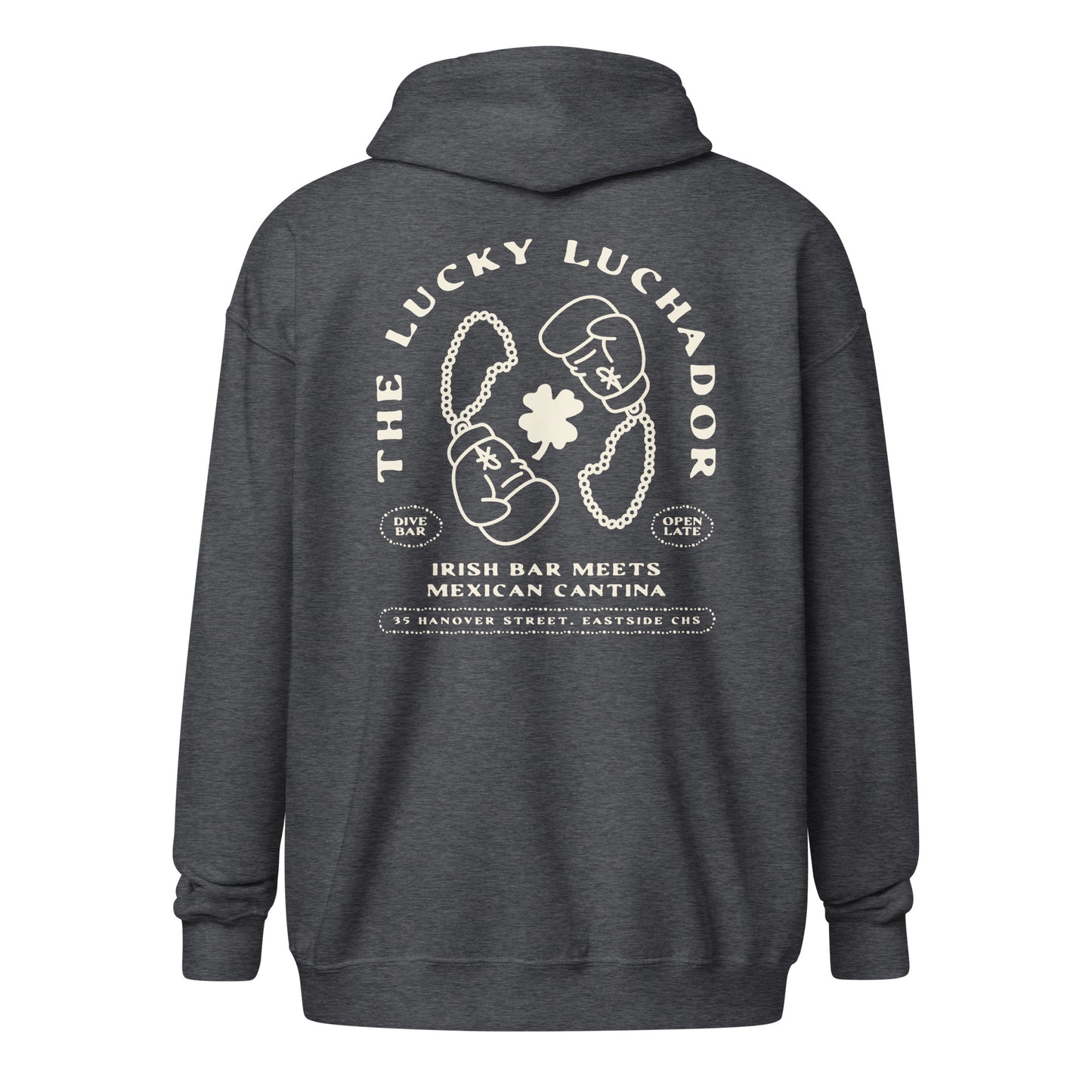 White Lucky Luchador Boxing Gloves Unisex heavy blend zip hoodie