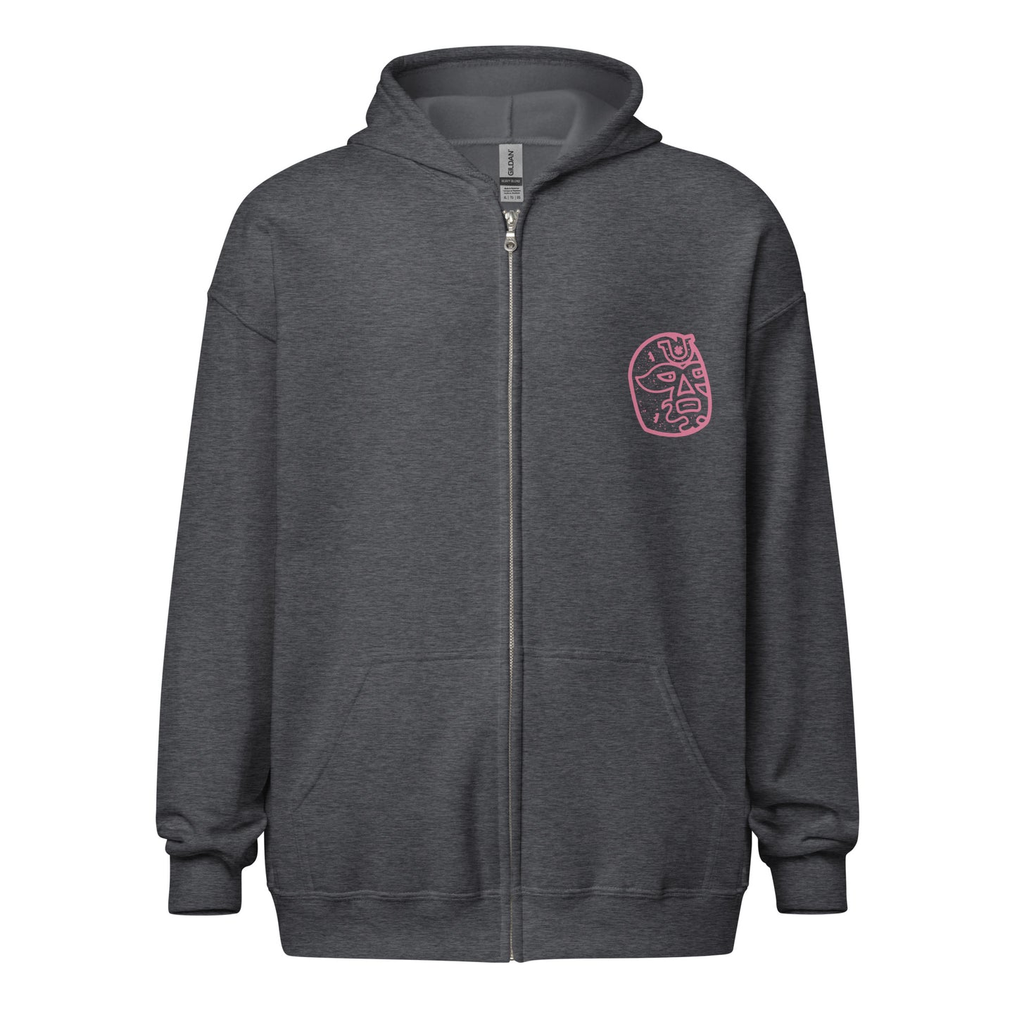 Pink Lucky Luchador Head Unisex heavy blend zip hoodie