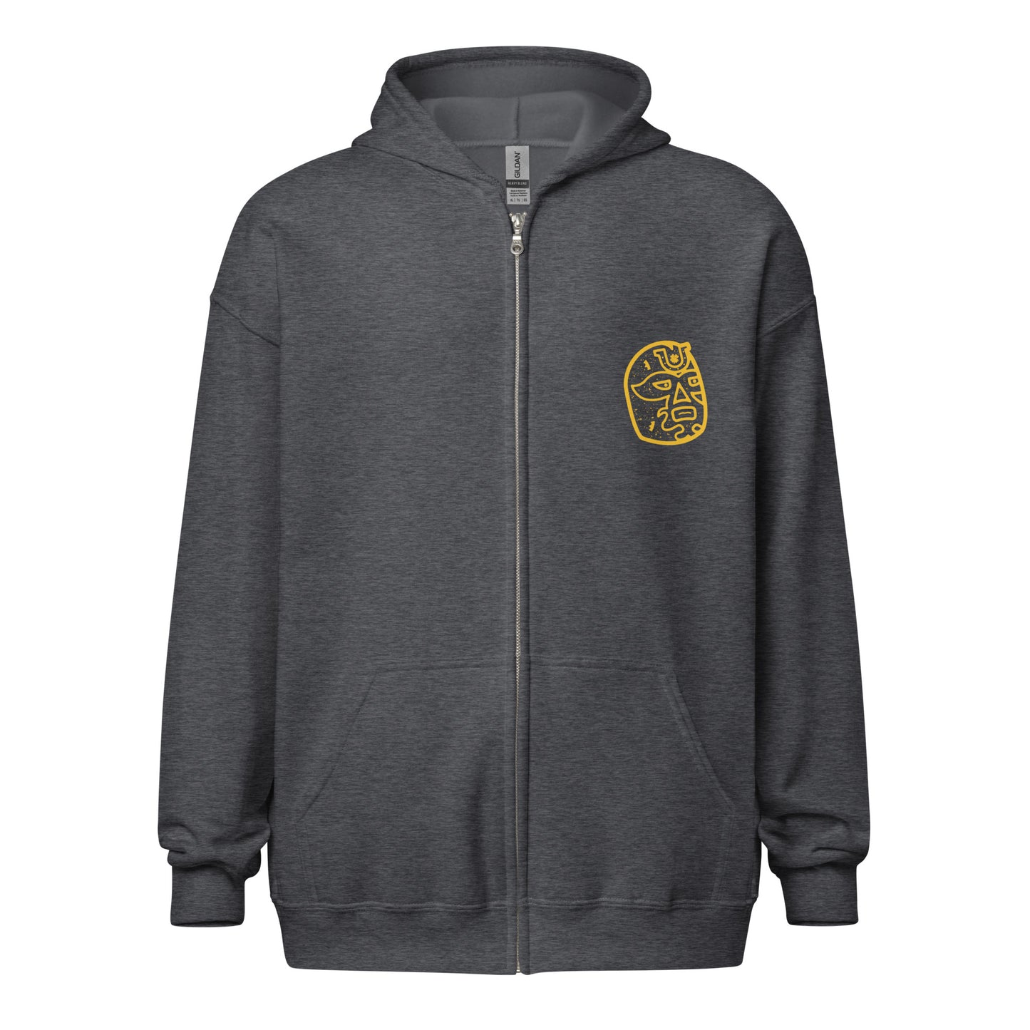 Yellow Lucky Luchador Head Unisex heavy blend zip hoodie