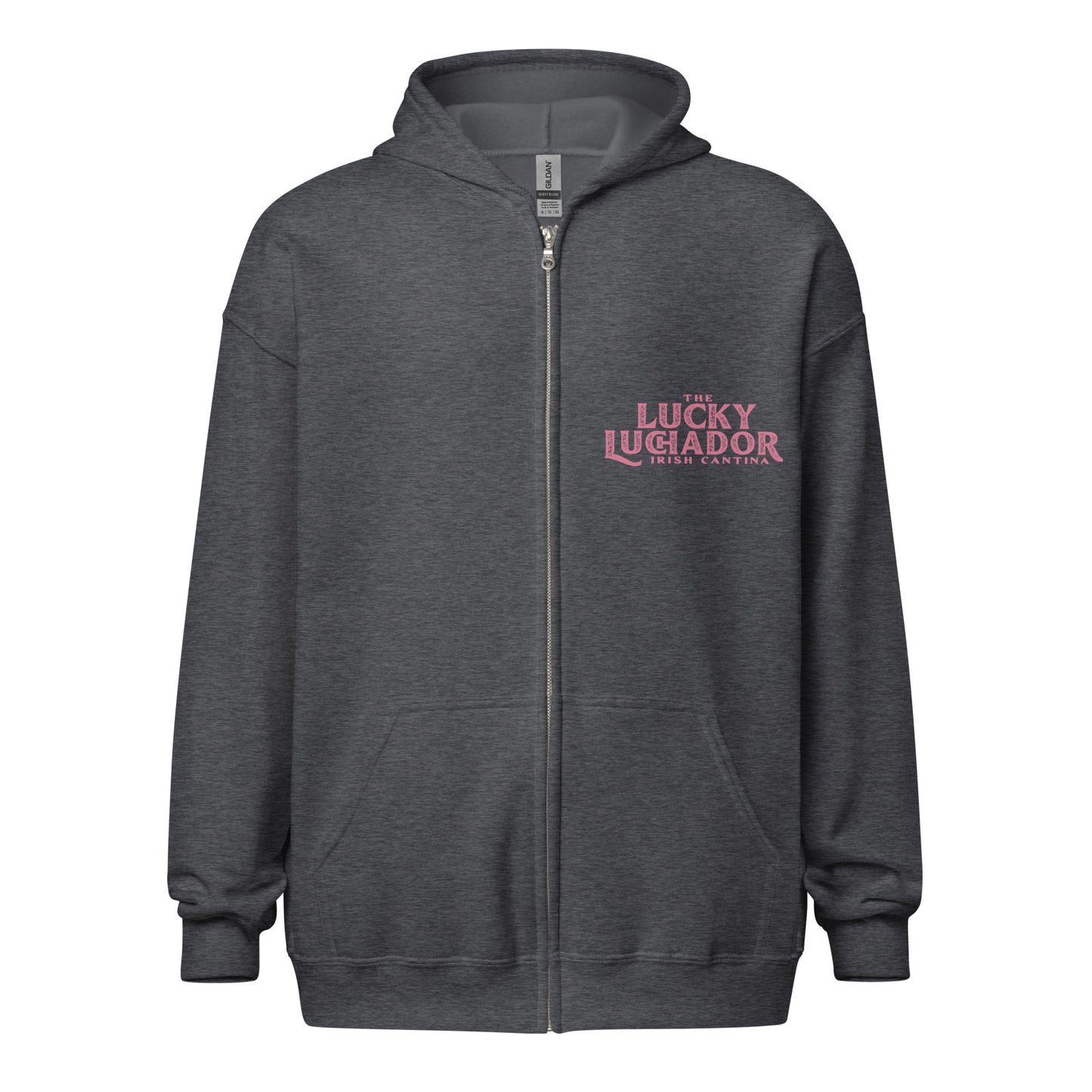 Pink Lucky Luchador Boxing Gloves Unisex heavy blend zip hoodie