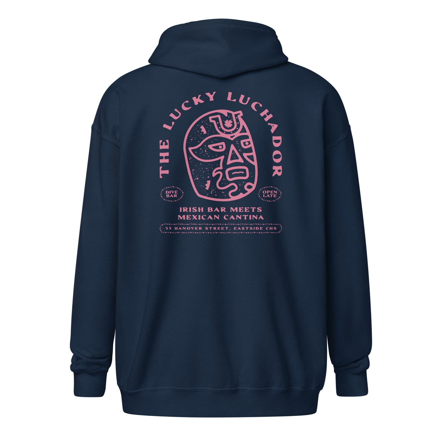 Pink Lucky Luchador Head Unisex heavy blend zip hoodie