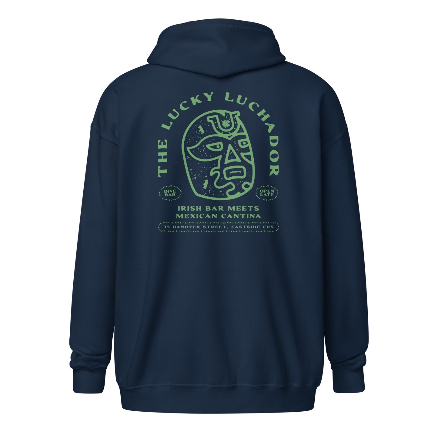 Green Lucky Luchador Head Unisex heavy blend zip hoodie