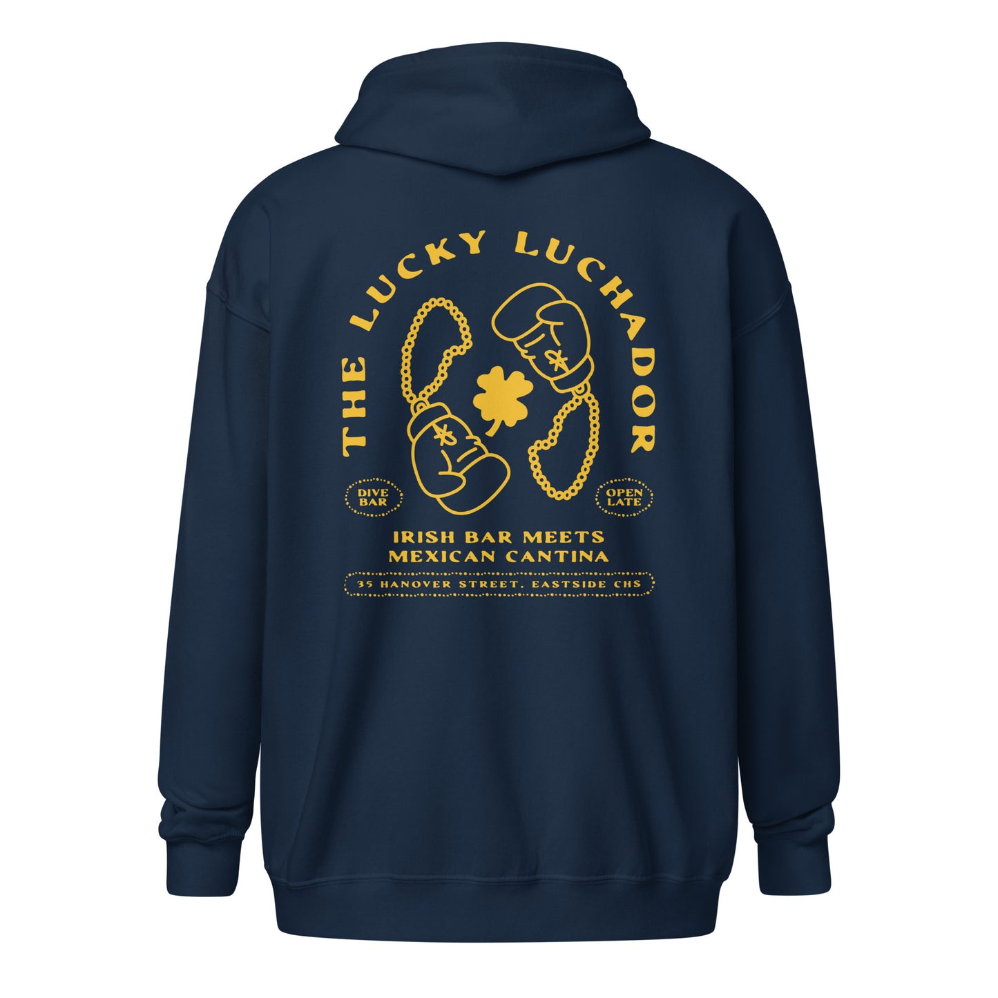 Yellow Lucky Luchador Boxing Gloves Unisex heavy blend zip hoodie