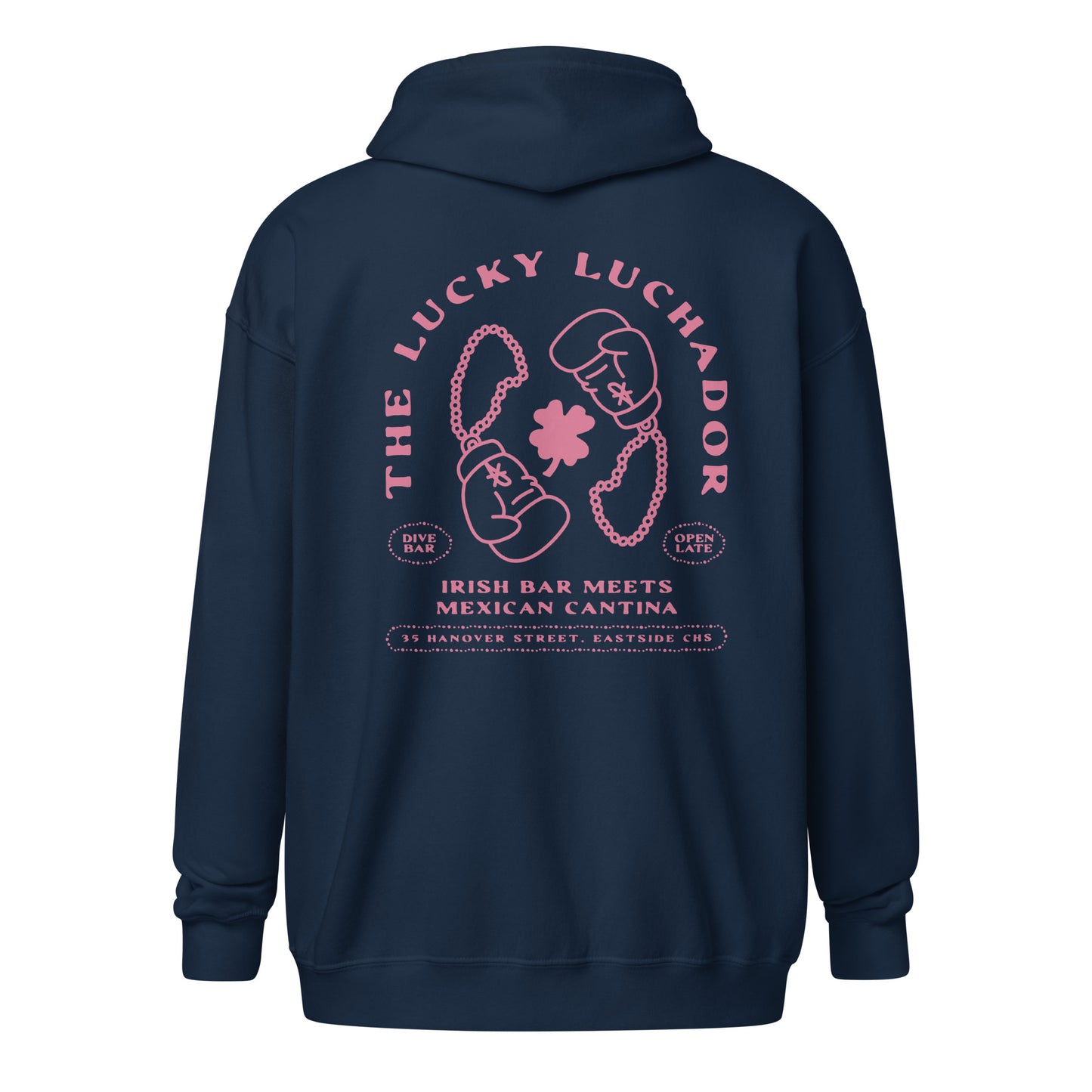 Pink Lucky Luchador Boxing Gloves Unisex heavy blend zip hoodie