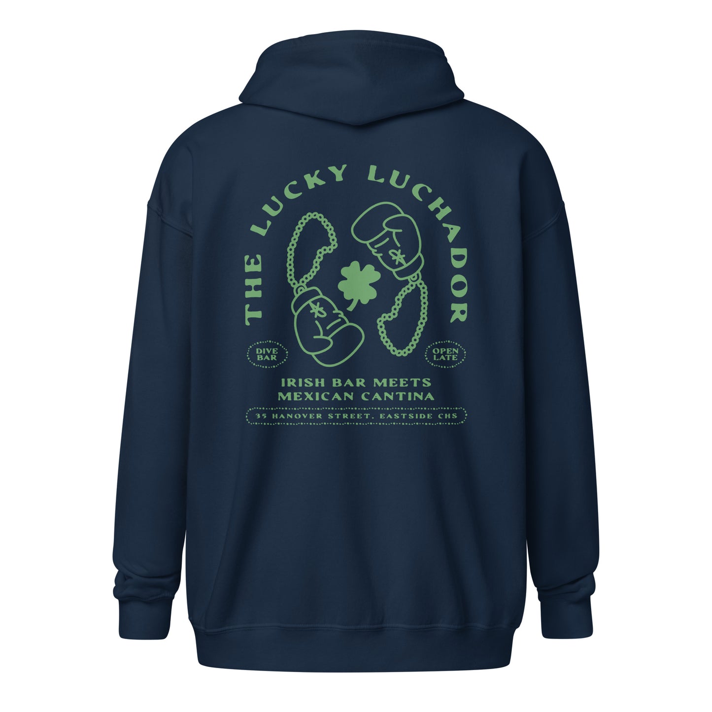 Green Lucky Luchador Boxing Gloves Unisex heavy blend zip hoodie