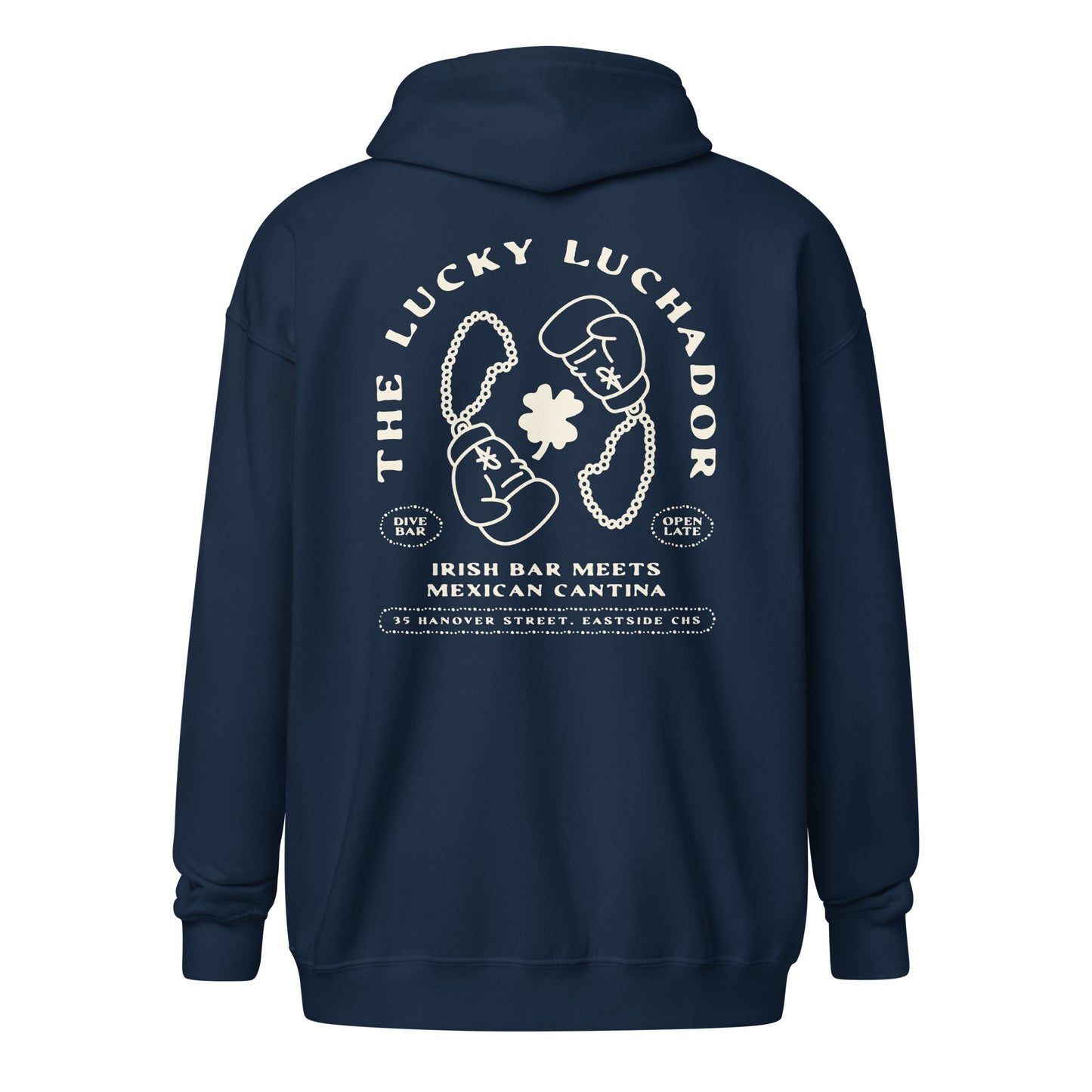 White Lucky Luchador Boxing Gloves Unisex heavy blend zip hoodie