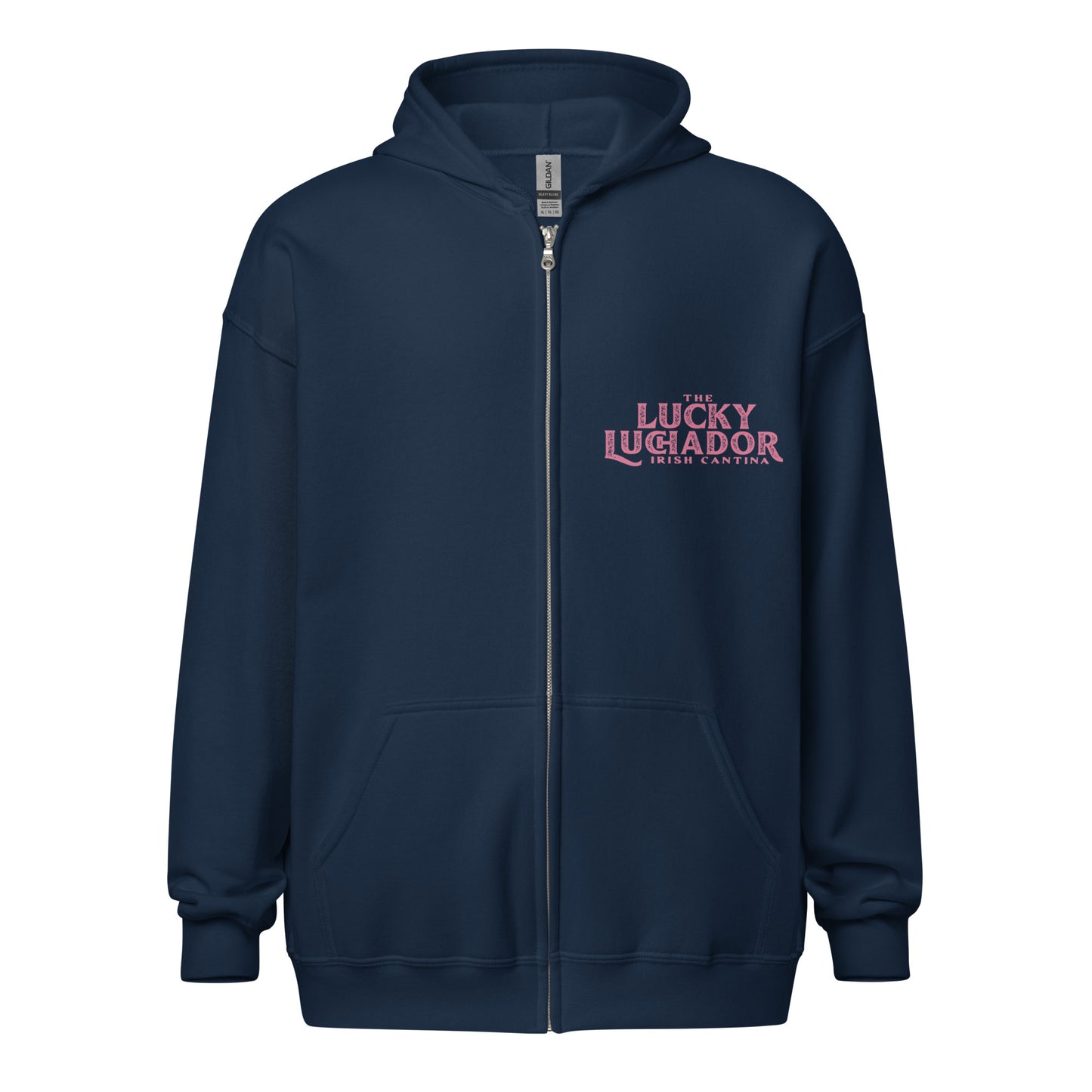 Pink Lucky Luchador Boxing Gloves Unisex heavy blend zip hoodie