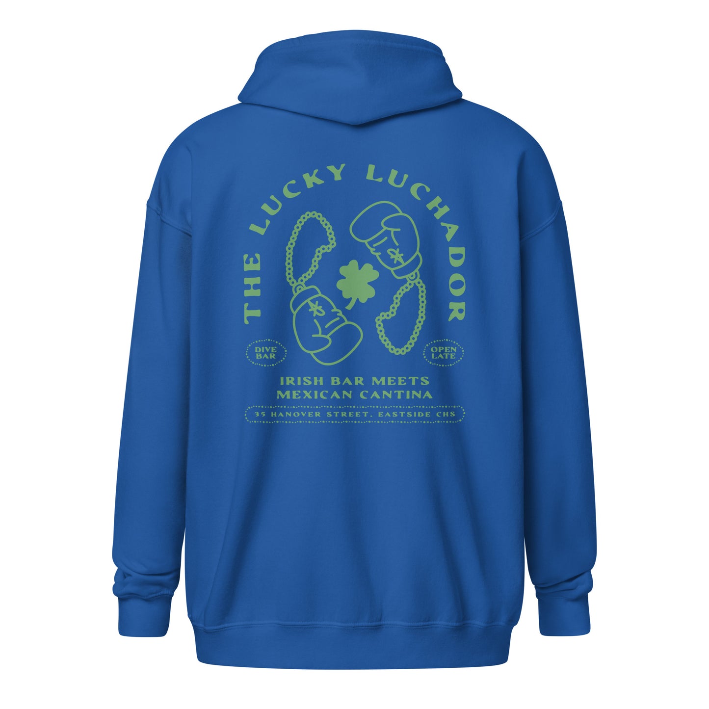 Green Lucky Luchador Boxing Gloves Unisex heavy blend zip hoodie