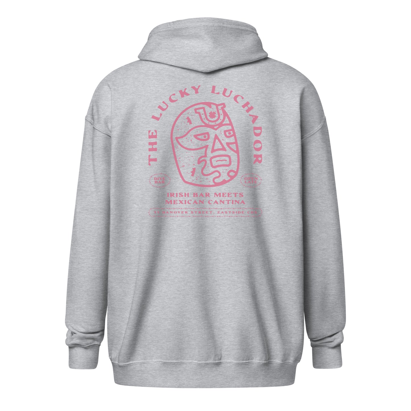 Pink Lucky Luchador Head Unisex heavy blend zip hoodie