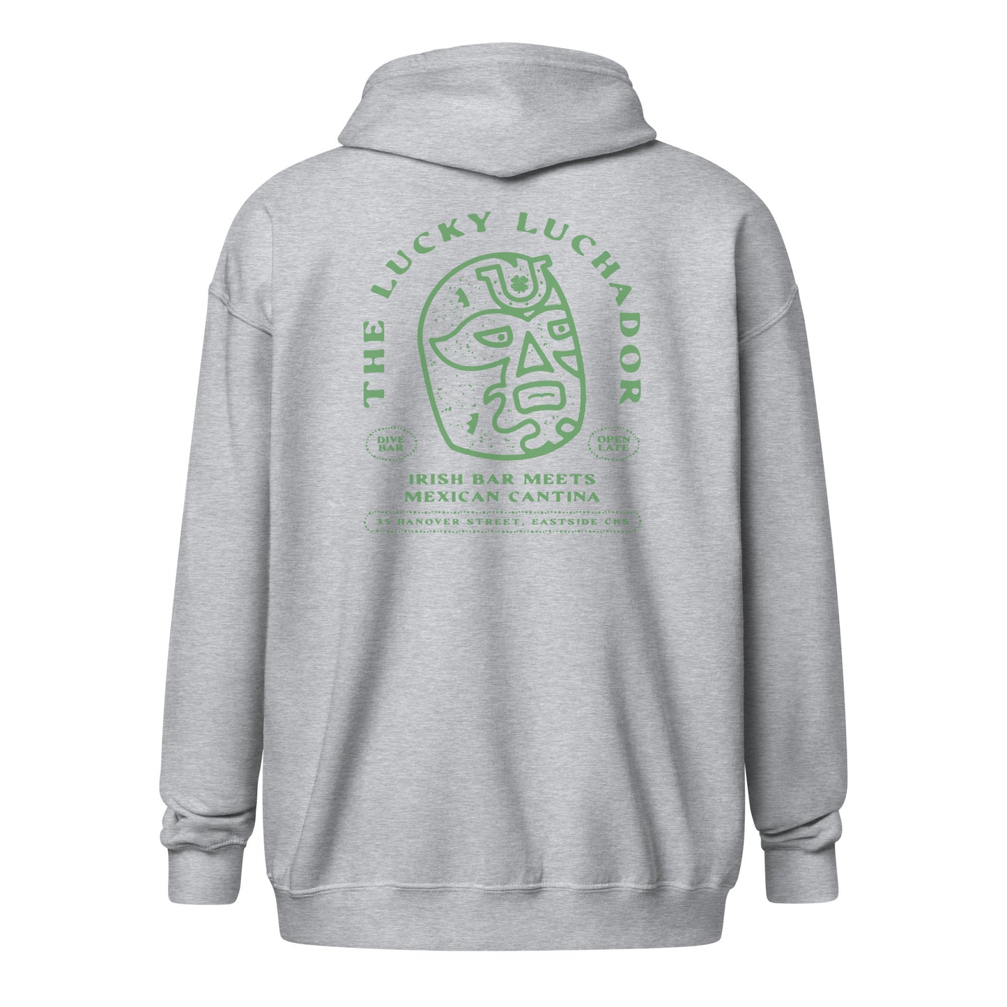 Green Lucky Luchador Head Unisex heavy blend zip hoodie