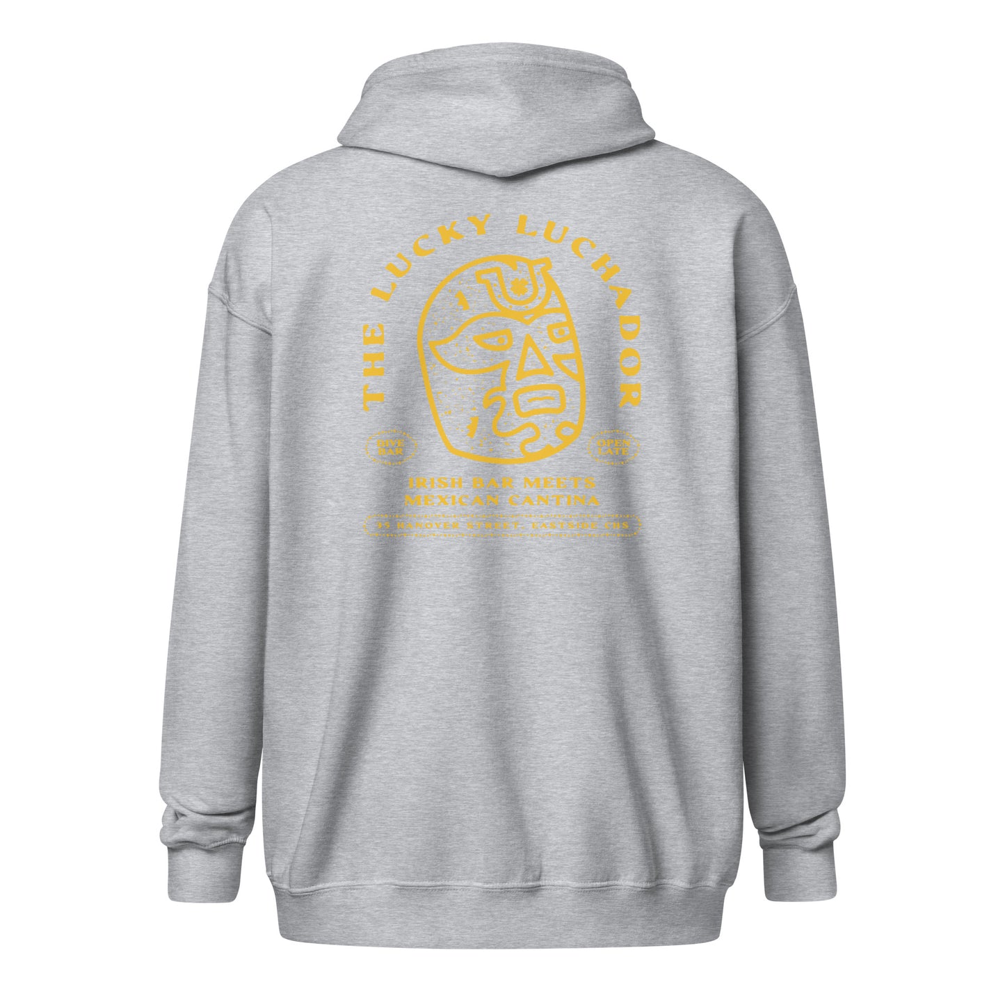 Yellow Lucky Luchador Head Unisex heavy blend zip hoodie