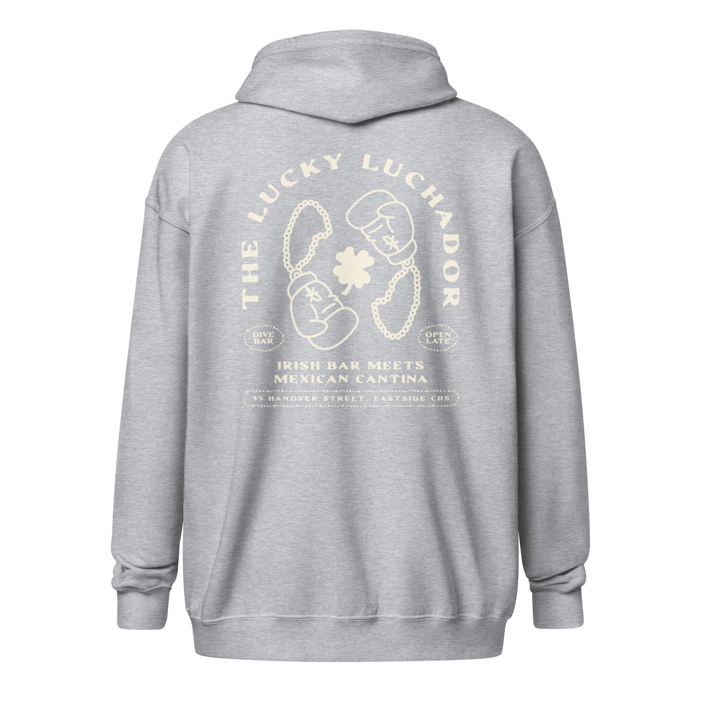 White Lucky Luchador Boxing Gloves Unisex heavy blend zip hoodie