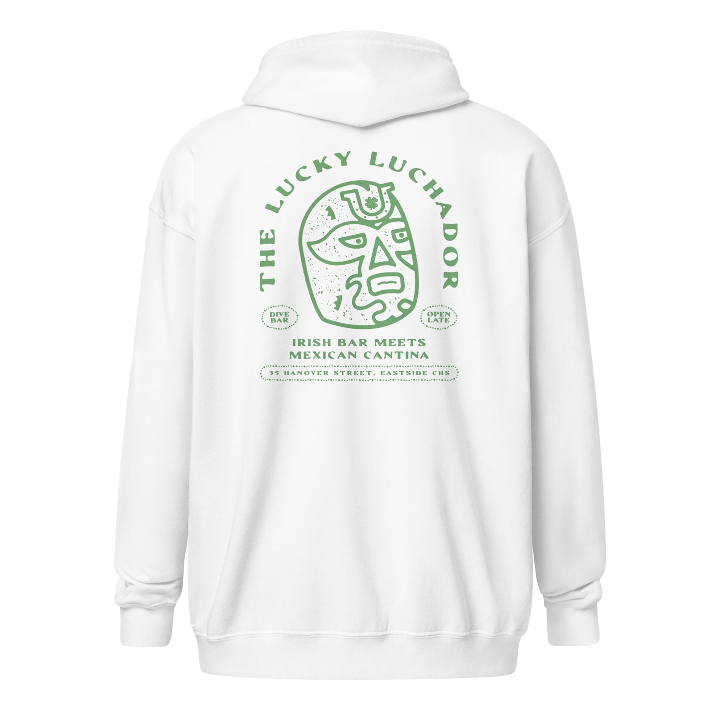 Green Lucky Luchador Head Unisex heavy blend zip hoodie