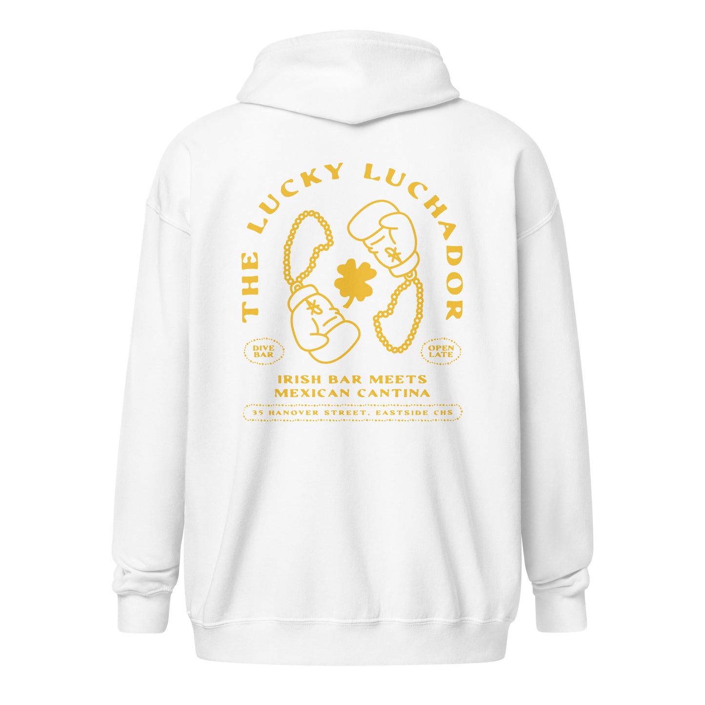 Yellow Lucky Luchador Boxing Gloves Unisex heavy blend zip hoodie